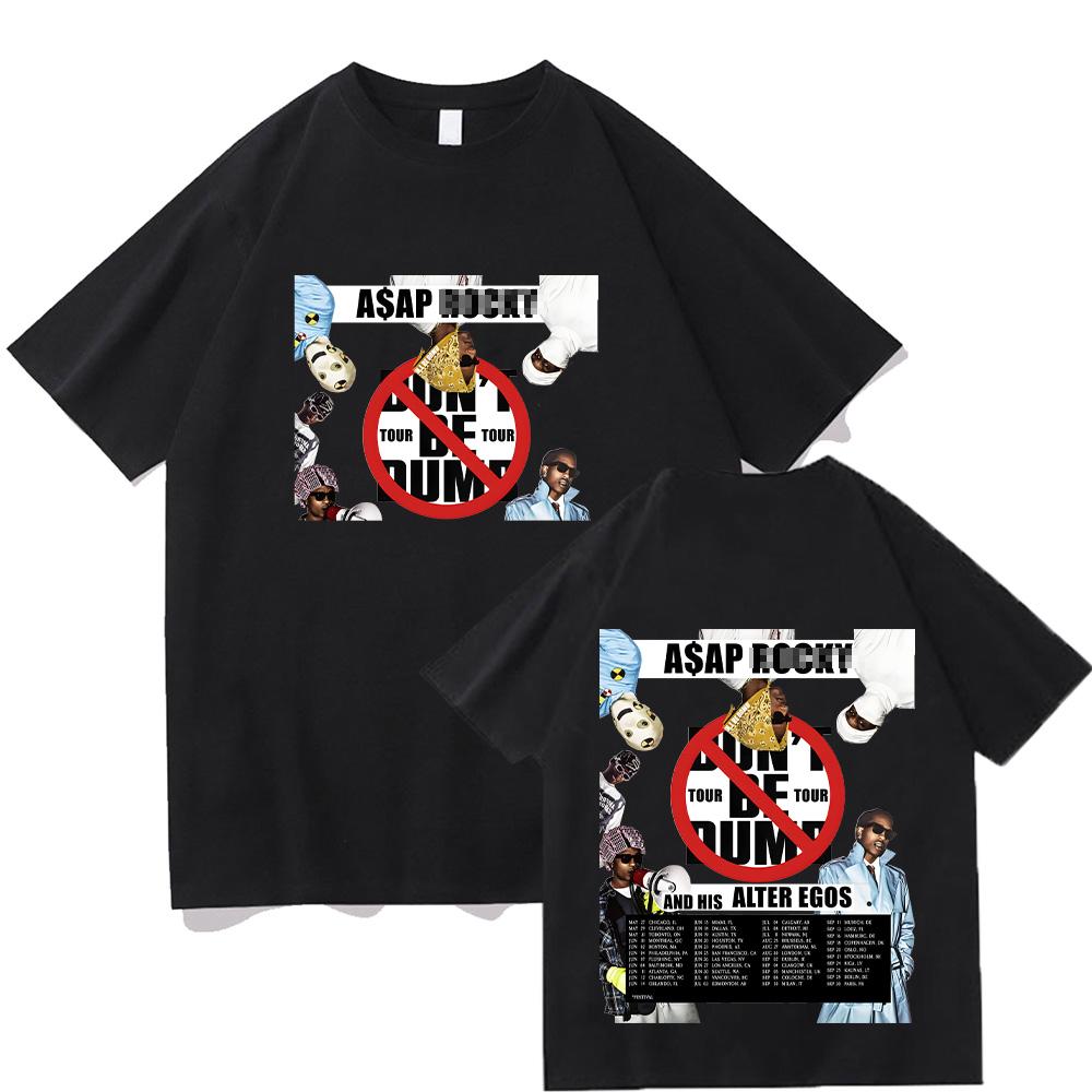 

Asap Don’t Be Dumb Tour 2026 Футболки З Коротким Рукавом Круглий Виріз Бавовняний Одяг Харадзюку Унісекс Хіп-Хоп Футболка L чорний