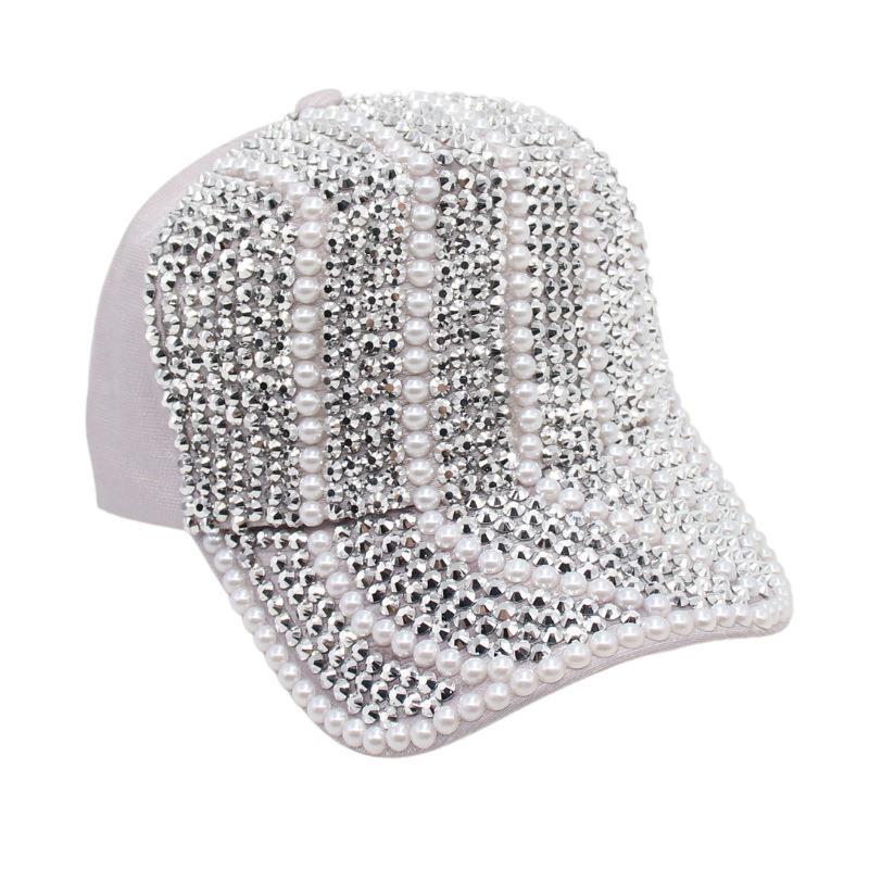 Hat Female Cap Casual Rhinestone Baseball Cap Flash Diamond Sun Hat Handmade Light Board Hat Tide