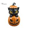 Creative Gift for Halloween Lovers Black Cat & Pumpkin Resin Ornaments, Cute Desktop Figurines, Artistic Craft Collectibles Cartoon And Statue