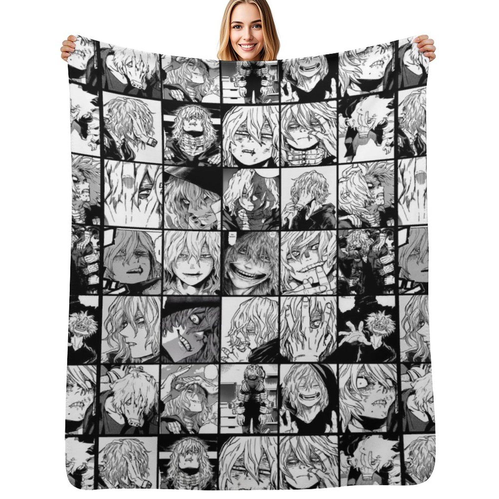 Shigaraki Collage black and white version Throw Blanket Cozy Light Blanket for Travel Camping Picnic Size: 75*100cm, Weight: 230 GSM