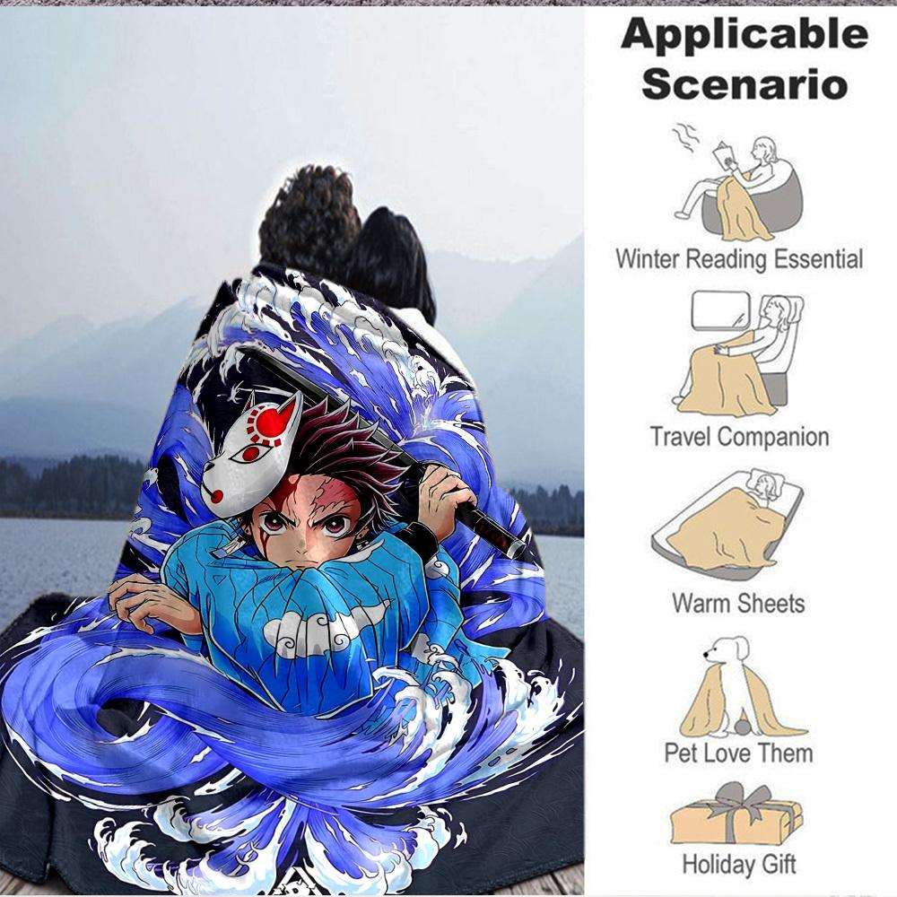 1pc Demon Slayer Blanket Soft All Season Throw with Vibrant Design, Perfect for Home, Travel, and Gifts, Ideal for Naps and Camping