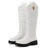Women's Winter Knee High Snow Boots Black White Warm Fur Plush High Boot Casual Low Heel Fashion Long Rain Shoes Waterproof