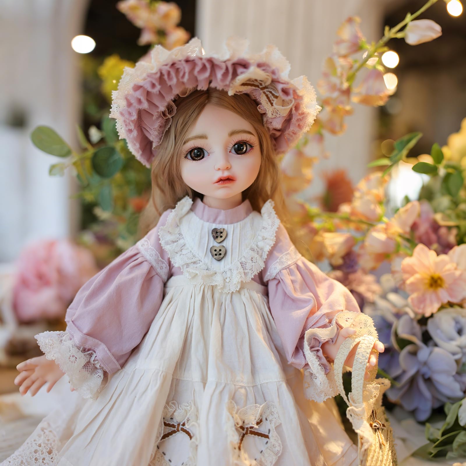 

Cloveray Cute Vinyl BJD Doll 45cm Doll with 15 Articulated Fully Glass Handmade Interchangeable and Free Display Stand Included Perfect for Birthday розовый