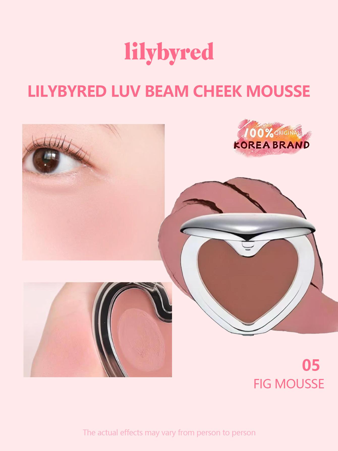 lilybyred LUV BEAM CHEEK MOUSSE, Odtiene 01-06, Ľahká penová textúra, Prirodzené začervenanie, Jednoduché rozotieranie K‑Beauty, Kórejská kozmetika, Kórejský make-up 05 FIG MOUSSE