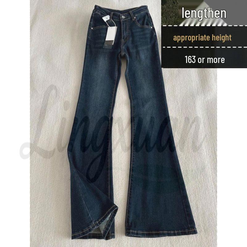 

Women s American Style High-Waisted Slim Fit Stretch Micro-Flare Jeans for Autumn/Winter - Simple, Versatile, Trendy Long Pants XL