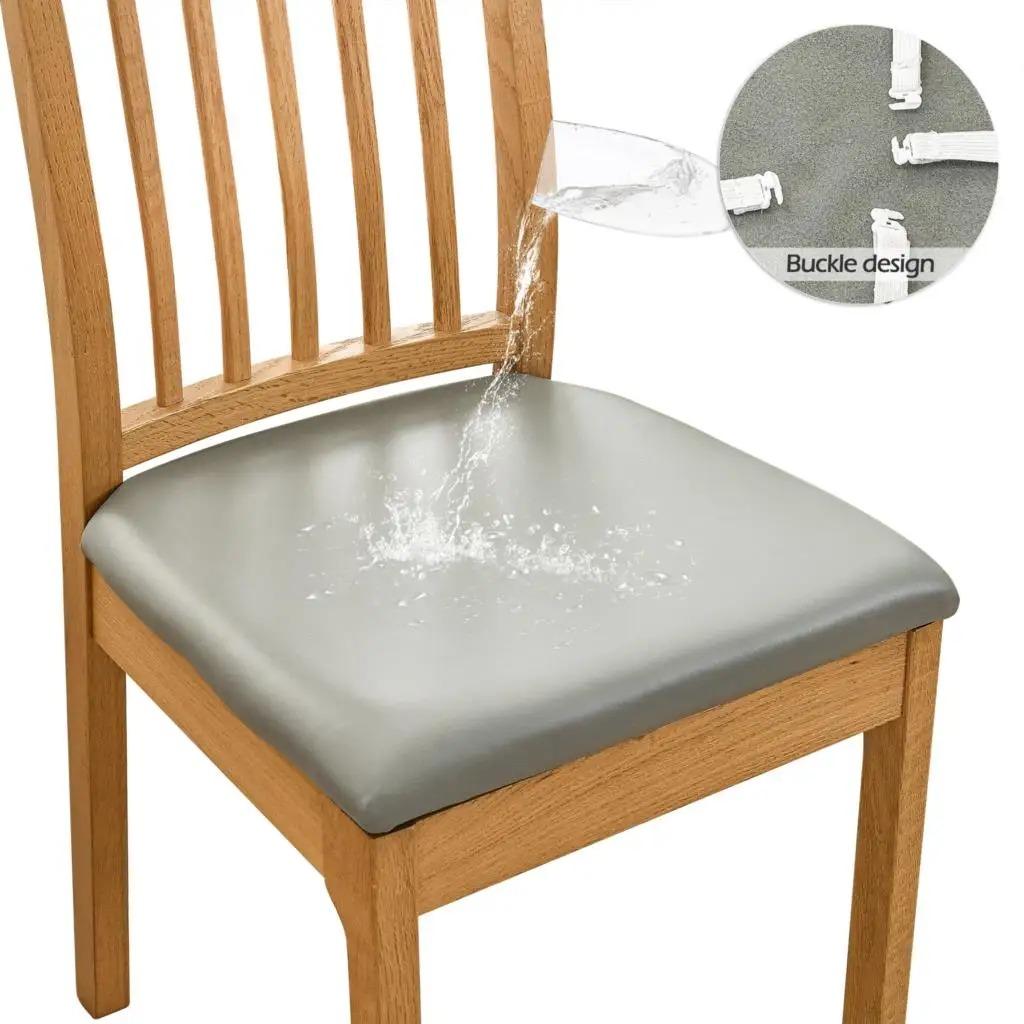 PU Waterproof Chair Cushion Cover For Kitchen Dining Room Leather Seat Cover Dining Room Chair Seat Cushion Cover