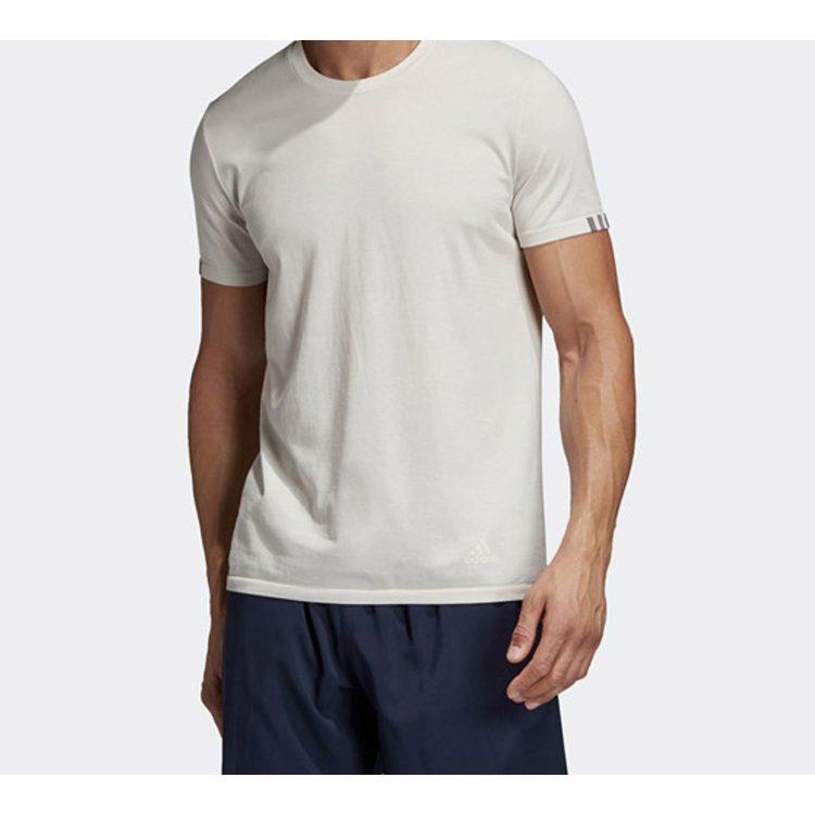 adidas T Shirts Men's White Crew Neck Moderate Straight Fit DX2146