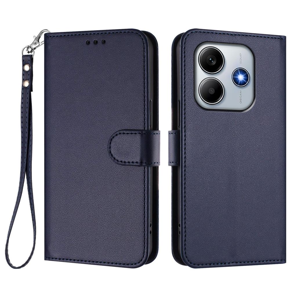 Pro Xiaomi Redmi Note 14 4G (164,84 x 78,15 x 8,16 mm) Kožené pouzdro Peněženka Stojánek Kryt na telefon s poutkem na zápěstí