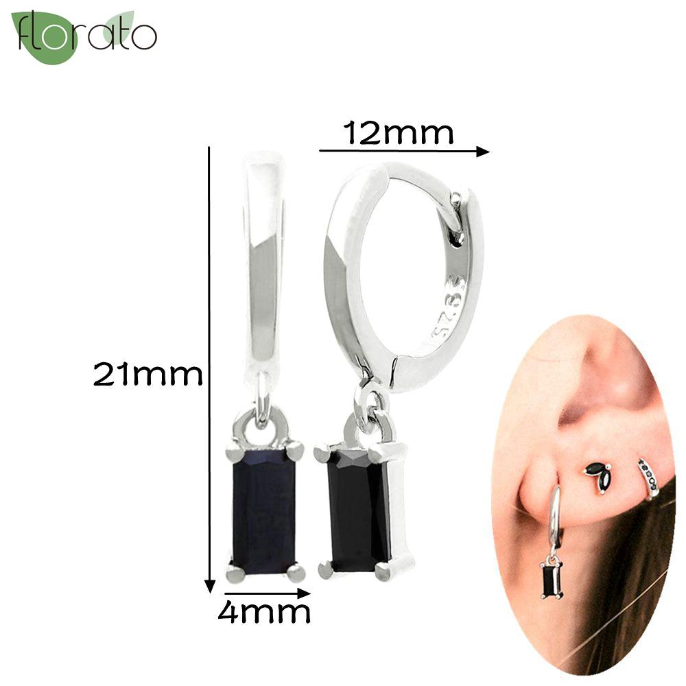 

925 Silver Needle Fashion Black Zircon Pendant Earrings New Round/Cross Small Hoop Earrings for Women Piercing Jewelry