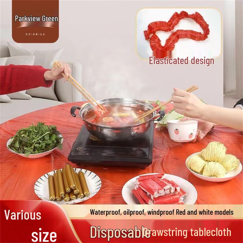 

1.6m Elastic Fitted Tablecloth Cover, Red (8-Pack)