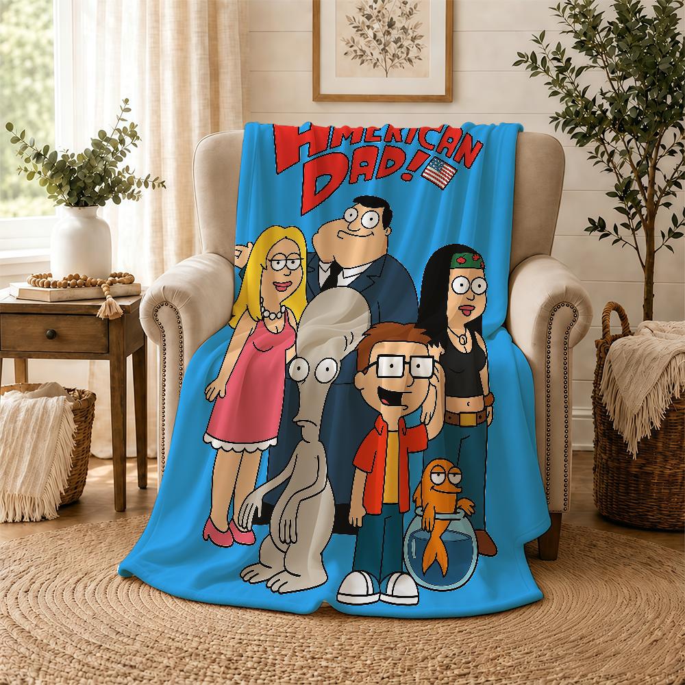 American Dad Cartoon Blanket For Soft Warm Knee For Bedroom Living Room Bed Sofa Camping Picnic Office Gift