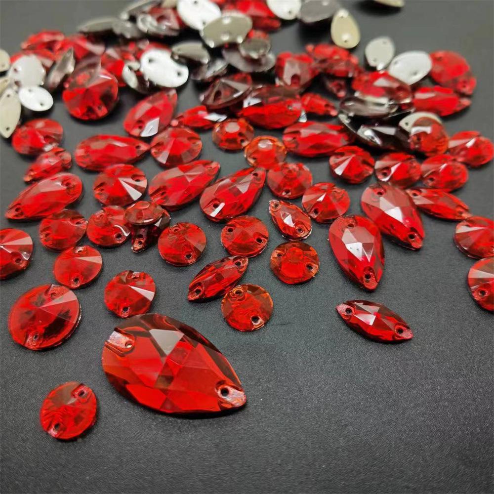 Red Resin Shiny Glass Rhinestone Stickers: Mixed Style Sewing Accents for Dancewear