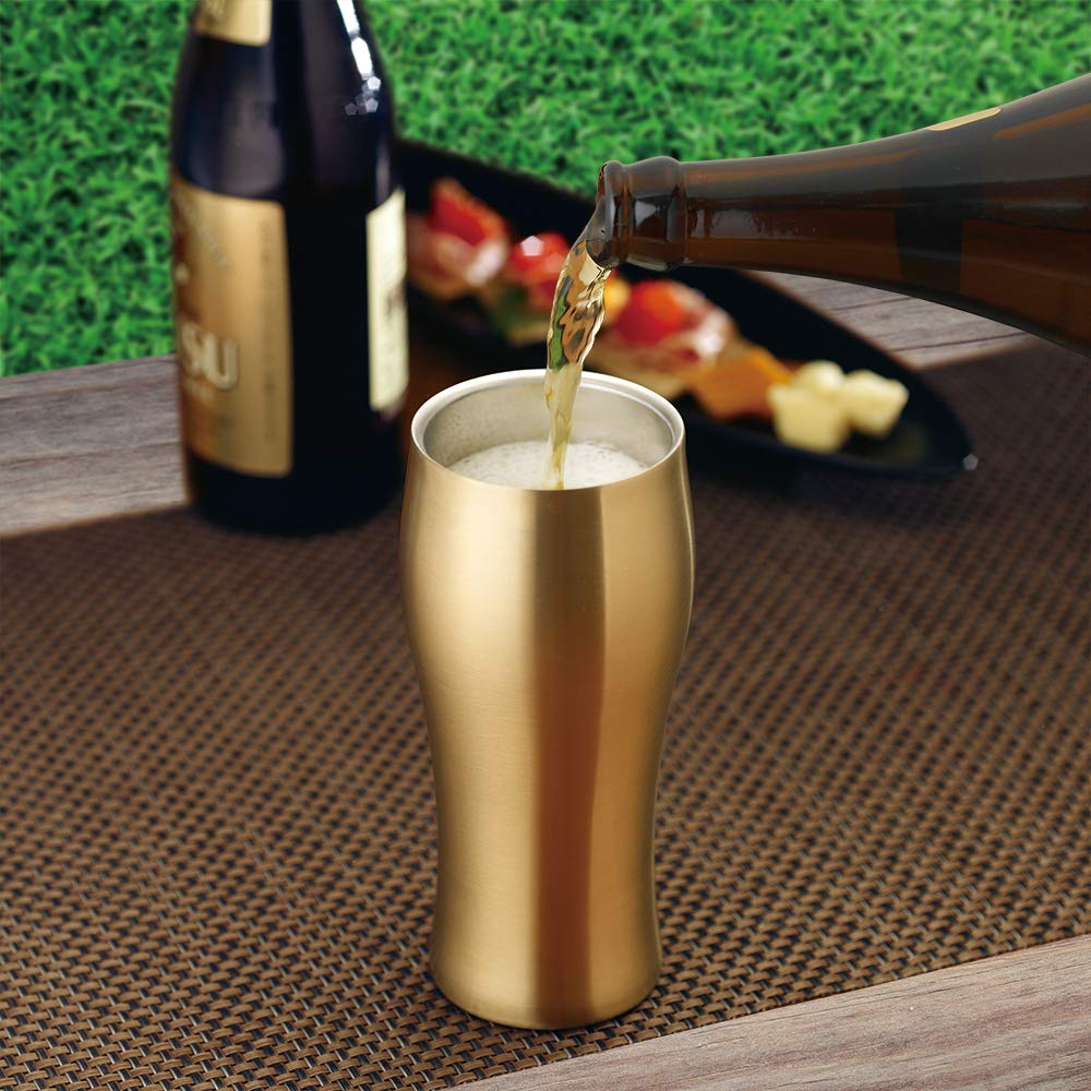 Doshisha Drinking Beer Tumbler, 420ml, Gold, DSB-420GD