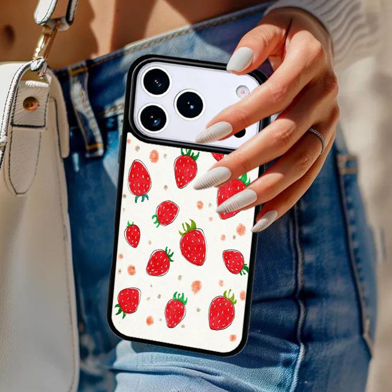 Pink Cherries Cherry Strawberry Phone Case For iPhone 17 Air 14 15 13 12 Max Cover For Apple 16e 11 Pro Max Plus Coque