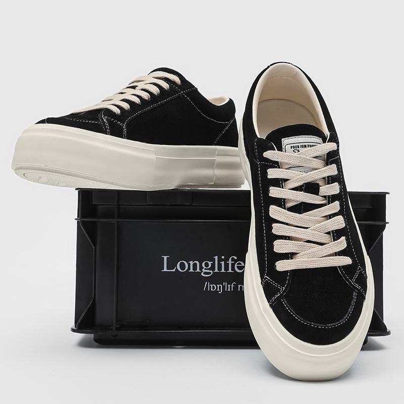 Fashion Brand Genuine Leather Mens Sneakers Trend Casual Leather Outdoor Walking Board Shoes Fashion Lace-Up Non-slip Vulcanized Shoes