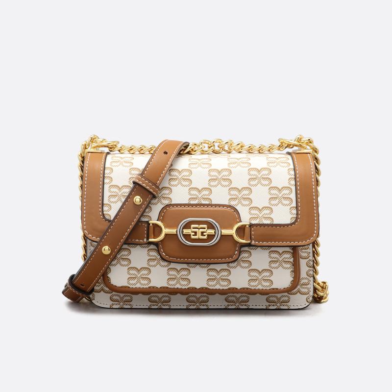 

Модная маленькая квадратная сумка, большая вместимость, высококачественная сумка через плечо с принтом, универсальная для поездок на работу, ретро сумка кроссбоди на цепочке