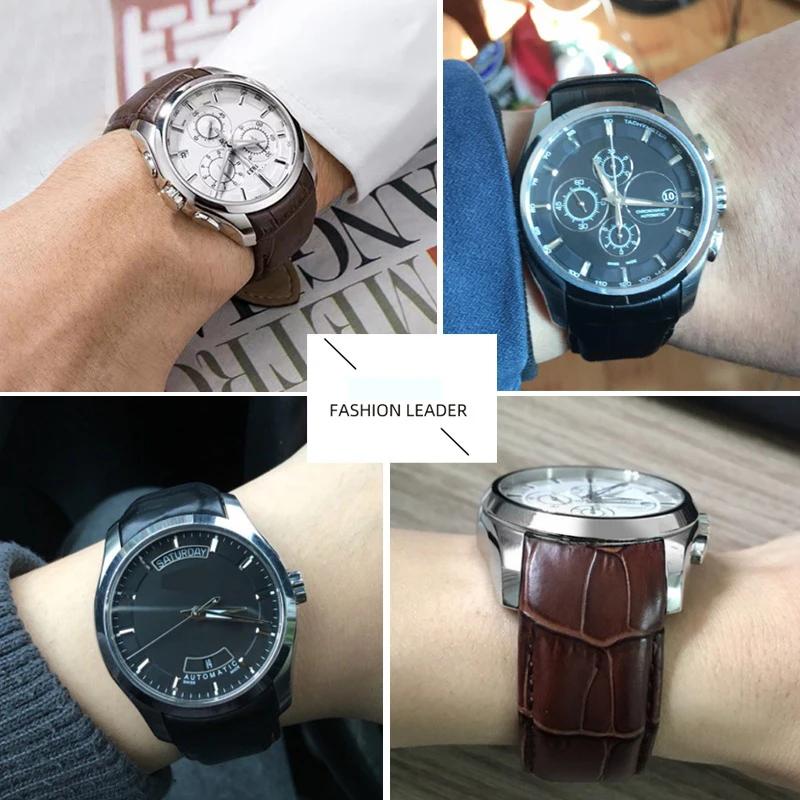 Pulseira de Couro Genuíno para Relógio Tissot T035 Pulseira Masculina Série 1853 T035627 T035617 T035407 Boca de Arco Pulseira 22mm 23mm 24mm