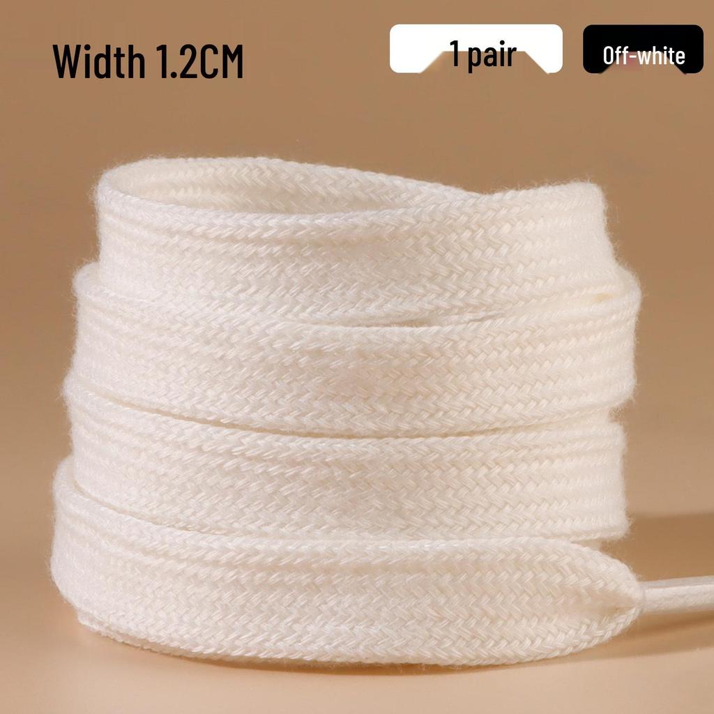 Breite off-white Schnürsenkel aus reiner Baumwolle für Damen - 1,0 cm, 1,2 cm, 1,5 cm