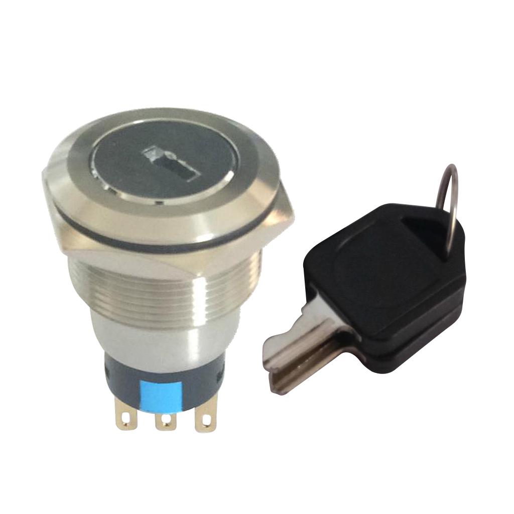 22mm Stainless Steel ON/OFF Electronic Key Switch Lock with 2 Keys 2NO+2NC