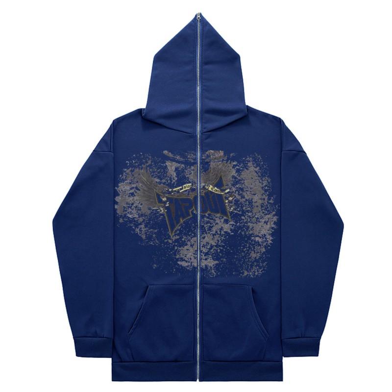Zip Up Hoodie Gothic Streetwear Oversized Sweatshirt Men Women Y2K Style Casual Outerwear