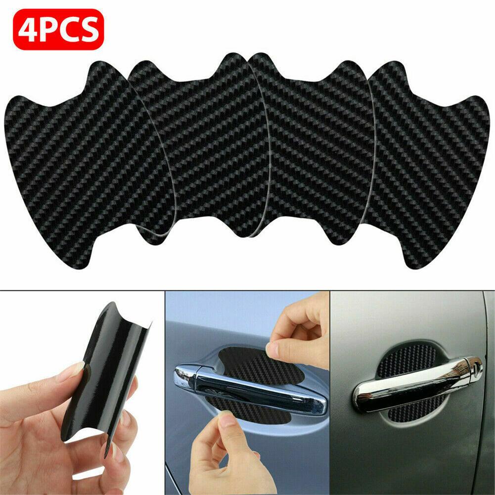 Carbon Fiber Texture Vinyl Car Door Handle Anti-Scratch Protector Film Stickers Accessories Auto Exterior Trim Black
