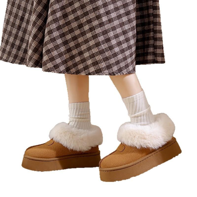 Snow boots women's winter velvet thickened waterproof and non-slip Northeast outdoor warm and cold-proof large cotton bread women's shoes