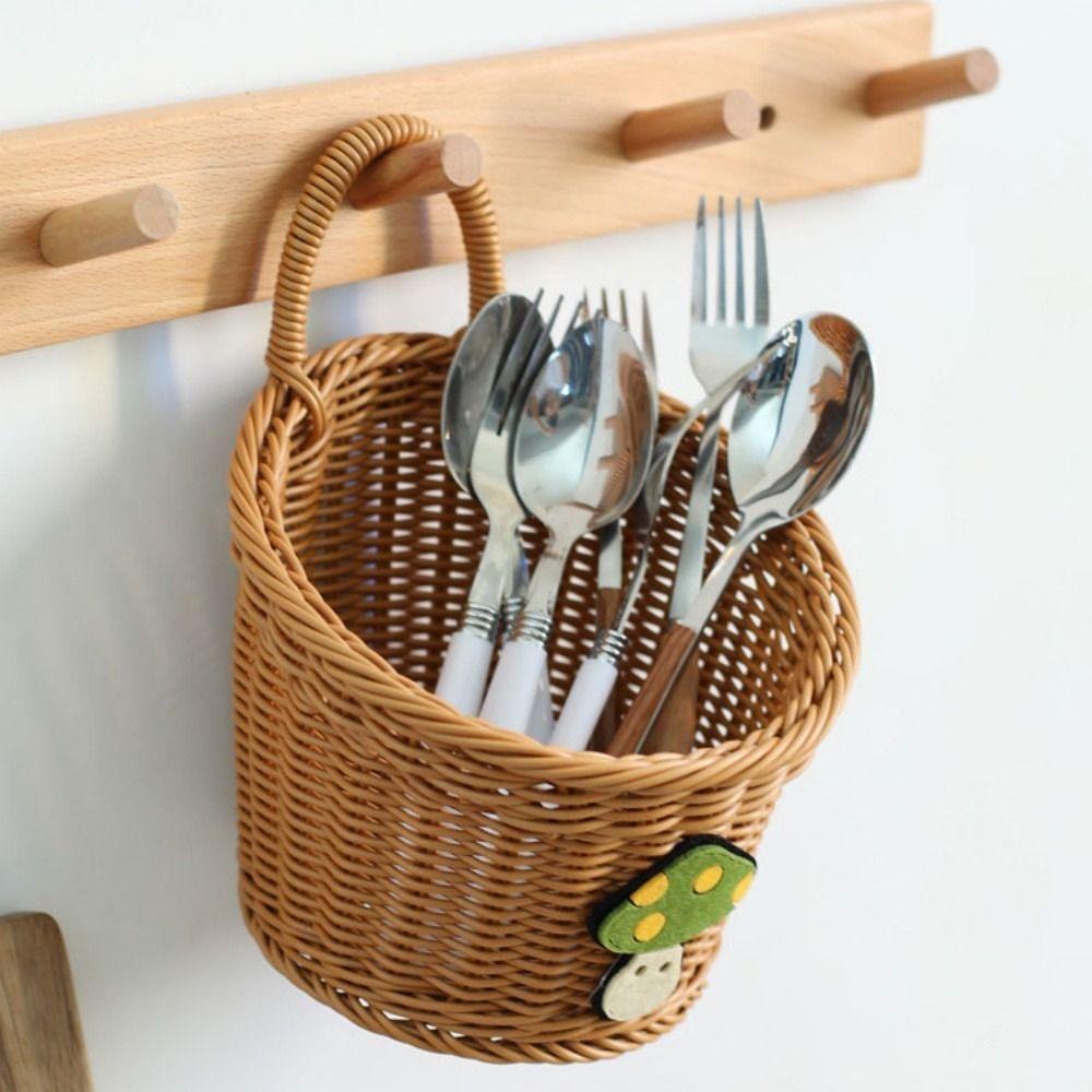 Household Imitation Rattan Wicker Basket  Restaurant Serving Tabletop Display