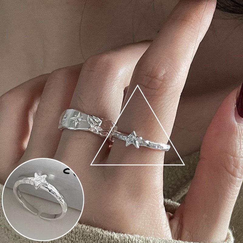 Korean S925 Silver Cross Military Flower Ring: Retro, Adjustable, Fashionable Hip-Hop Index Finger Design for Women.