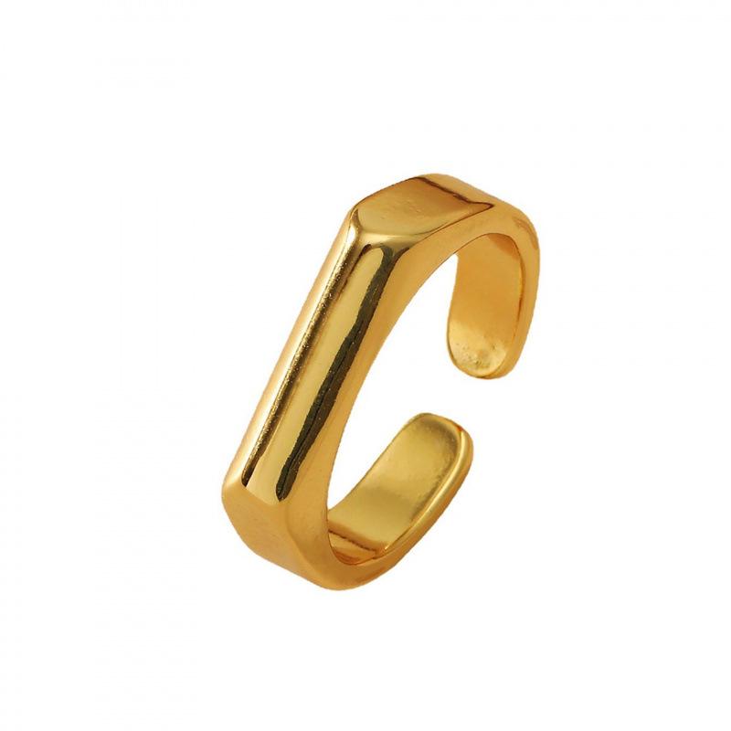 Set of 3 Adjustable Geometric Open Rings for Women, Korean Style - Simple, Trendy Semi-circular Design