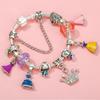 Colors Enamel Disney Princess Dress Charms Pulseiras for Girls Colorful Glass Beads Bracelets&Bangles Women Cartoon Skirt Dangle