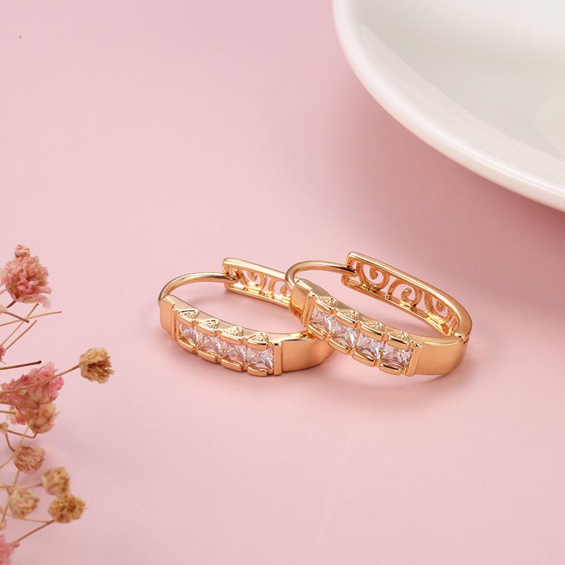 Kinel New Fashion Natural Zircon Hoop Earrings Women 585 Rose Gold Hollow Flower Drop Earrings Fine Wedding Party Jewelry