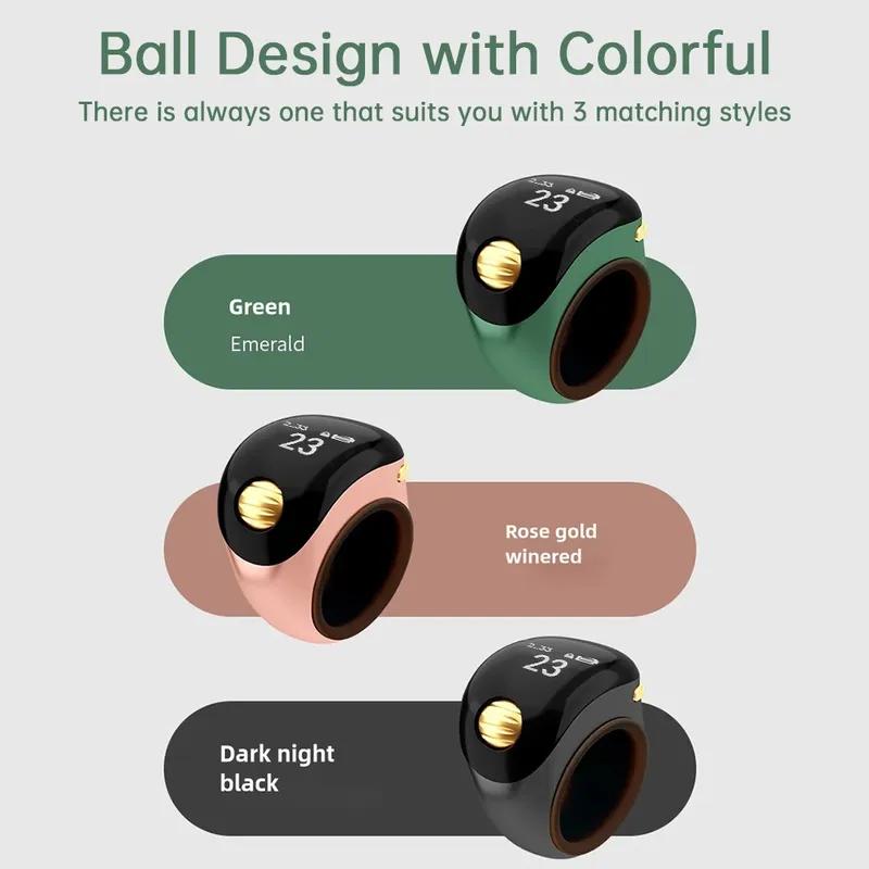Portable Ring Type Ball Digital Finger Counter Type-C Rechargeable Adjustable OLED Screen Display Mini Tally Counter for Muslims Zikr Prayer
