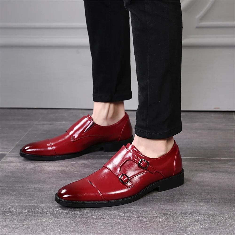 Men's Slip-On Gentleman's Men's PU Leather Oxfords Slip-On Solid Color Business Dress Shoes PU Leather Oxfords Solid Color