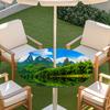 Outdoor Round Table Cover With Nature Print Waterproof Elastic Hem Patio Garden Deck
