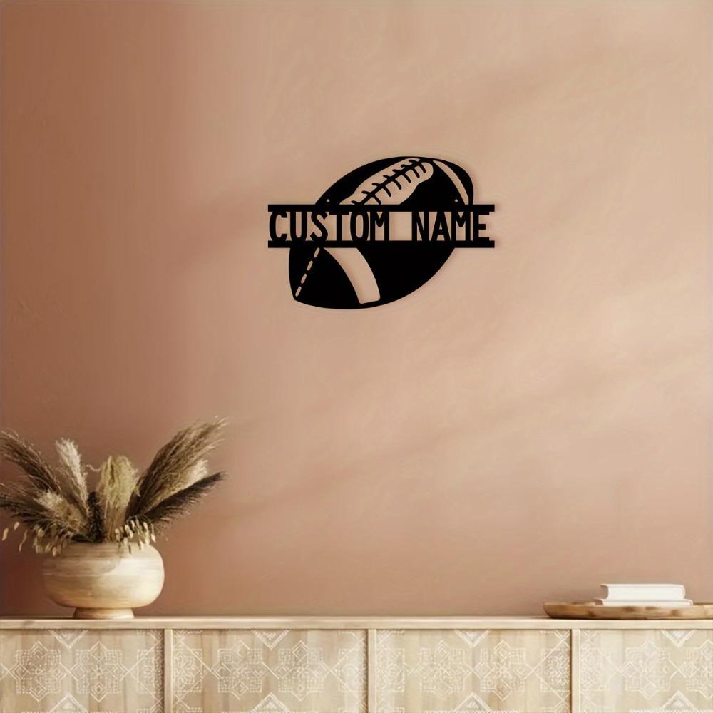 Metal Football Wall Art Custom Family Name Sign Sports Gift