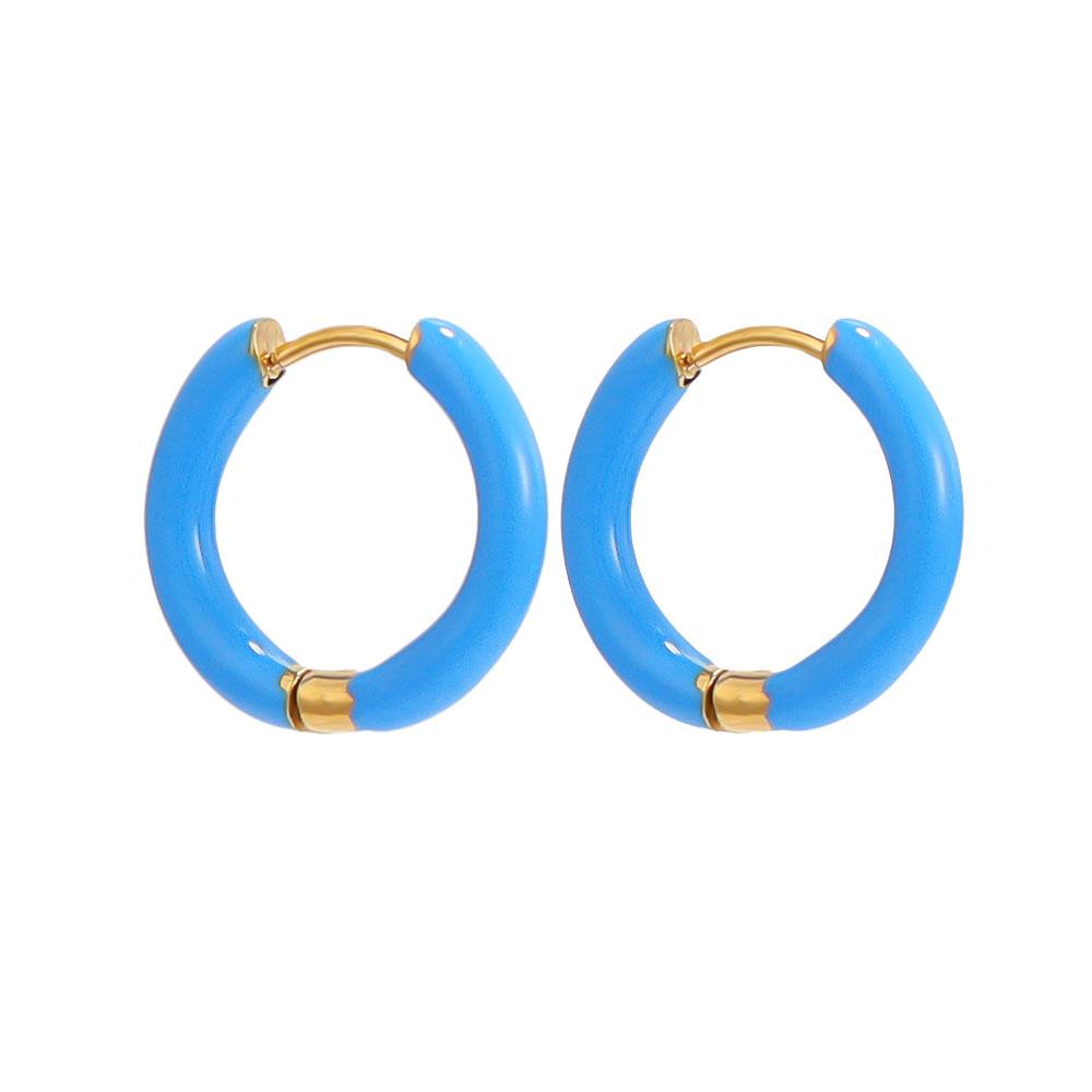 Fashion Fine Jewelry Earrings 2023 Women Simple Small 12mm Huggie Cartilage 18K Gold Plated Stainless Steel Enamel Hoop Earrings
