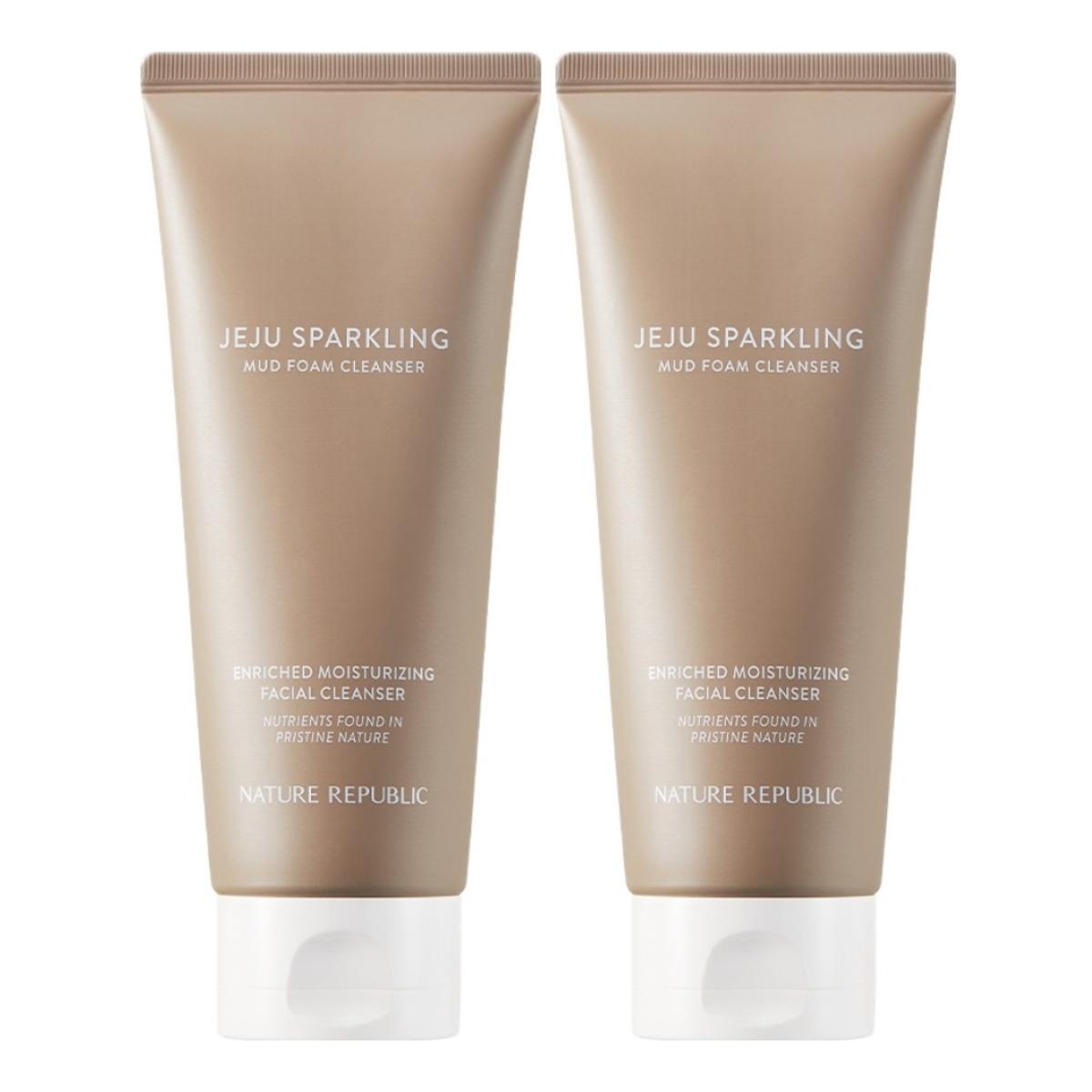 Nature Republic Jeju Очищающая пенка с газированной грязью, для глубокого очищения пор и отшелушивания, 150 мл (Упаковка из 2 шт.)