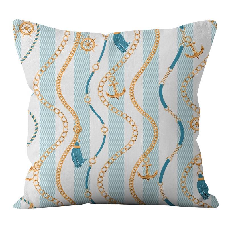 Home Ocean Blue Digital Printed Sofa Pillow Line Cushion Waist Pillow Cover Premium Durable Quality Useful Practical