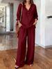 Women S Long Sleeve Solid Color Loose Casual Two Piece Set