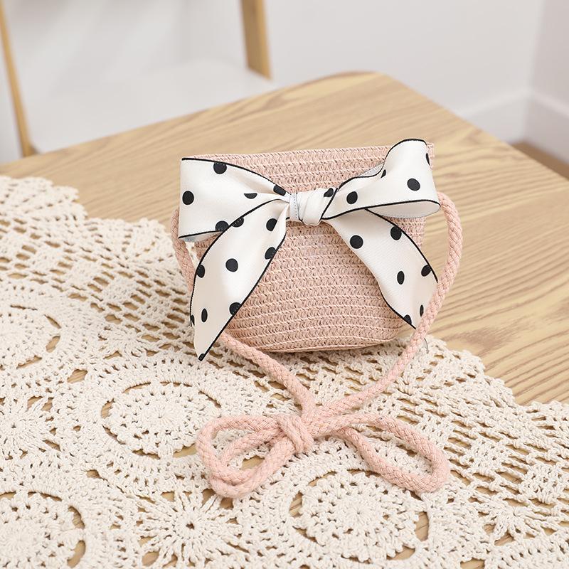 Summer children's straw hat wavy lace straw hat bag two-piece set foreign style cute flower sunscreen sun hat