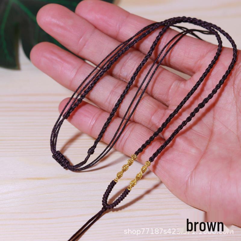Hetian Jade Pendant with Gold and Woven Safety Buckle Necklace
