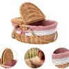 Wicker Picnic Basket with Lid Handheld Woven Basket Portable Storage Hamper for Fruits Snacks and Sweets for Outdoor Home Picnic