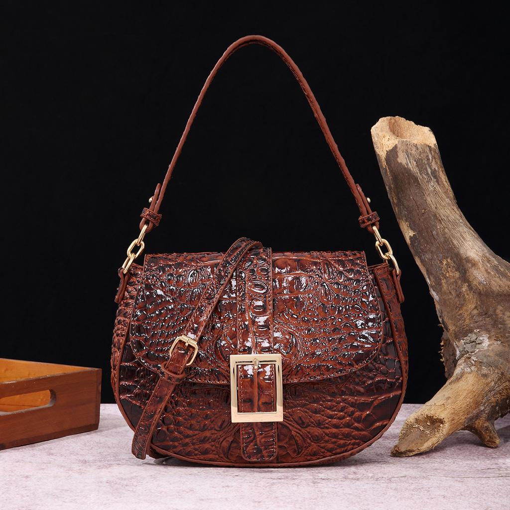 New Fashionable Alligator Pattern Shoulder Bag High-quality Retro Handbag All Match Women's Armpit Swagger Bags
