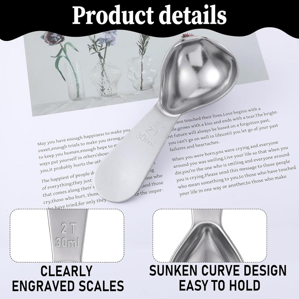 2 Pcs 2 Tbsp Scoop, Stainless Steel 2 Tablespoon Capacity, 30ml Short-Handled Coffee Scoop for Ground Coffees Fits ide Canisters
