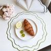 Round Embroidered Scalloped Edges Placemat Washable Decorative Flower Table Mat For Banquet Baby Showers Dining Setting