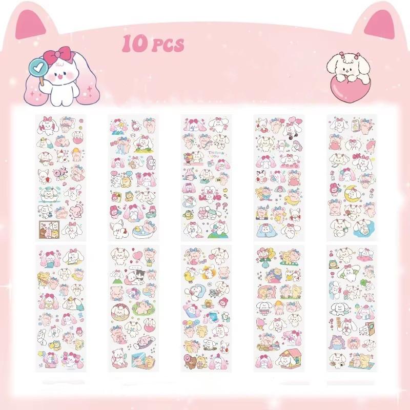 10 Sheets/set Kawaii Scrapbooking Bicycle Decals Gift Frog Students Cartoon Stationery PET Diary Stickers Notebook Cute Girls