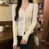 Slim-fit Solid-color Knitted Bottoming Shirt Women's Spring and Autumn Shoulder Sweater Cardigan with Temperament and Thin Top