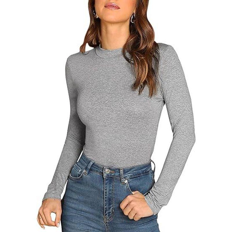 Solid Color round Neck Long Sleeved Top Women Pure Color round Neck Long Sleeve Top