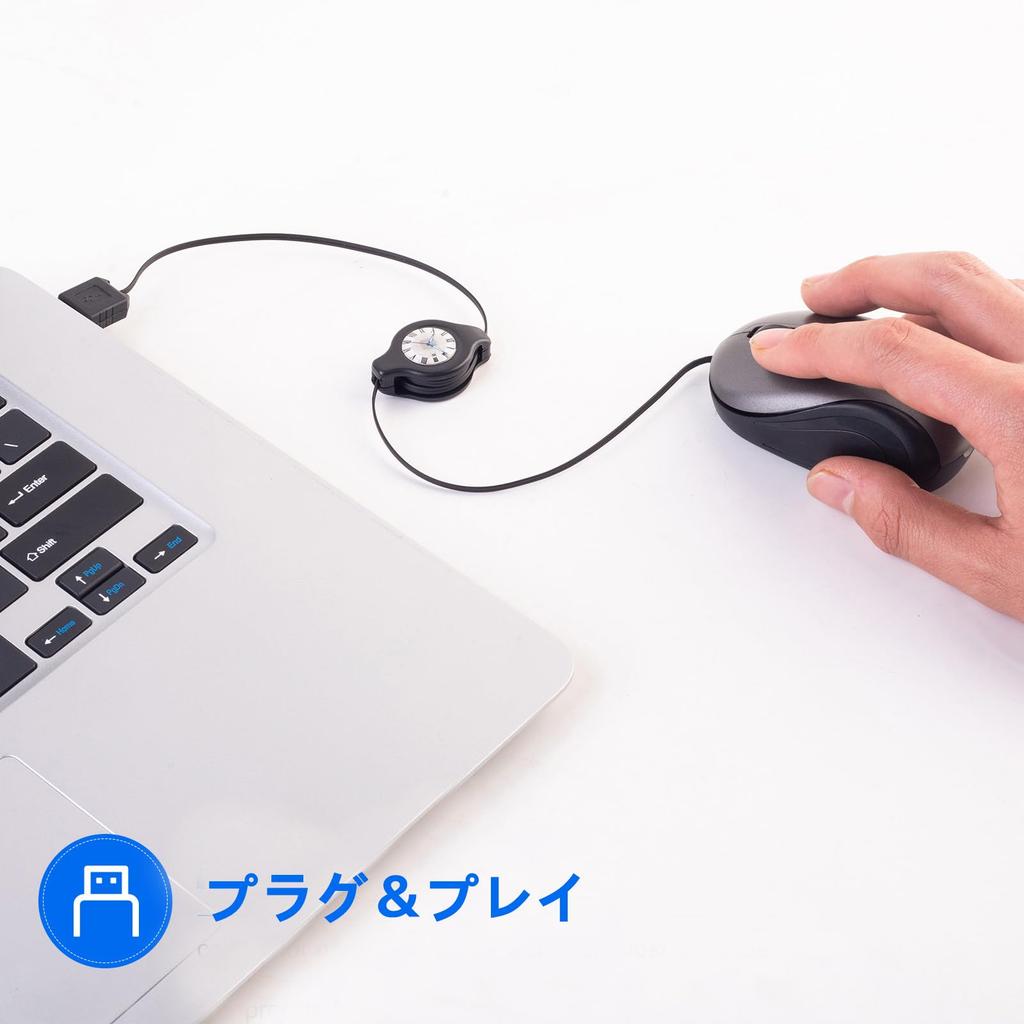 ELRCDNOX Compact Type-C Wired Mouse with Retractable Cable, Quiet Design, Optical, Lightweight, Ambidextrous, Compatible with Laptops, Tablets, and