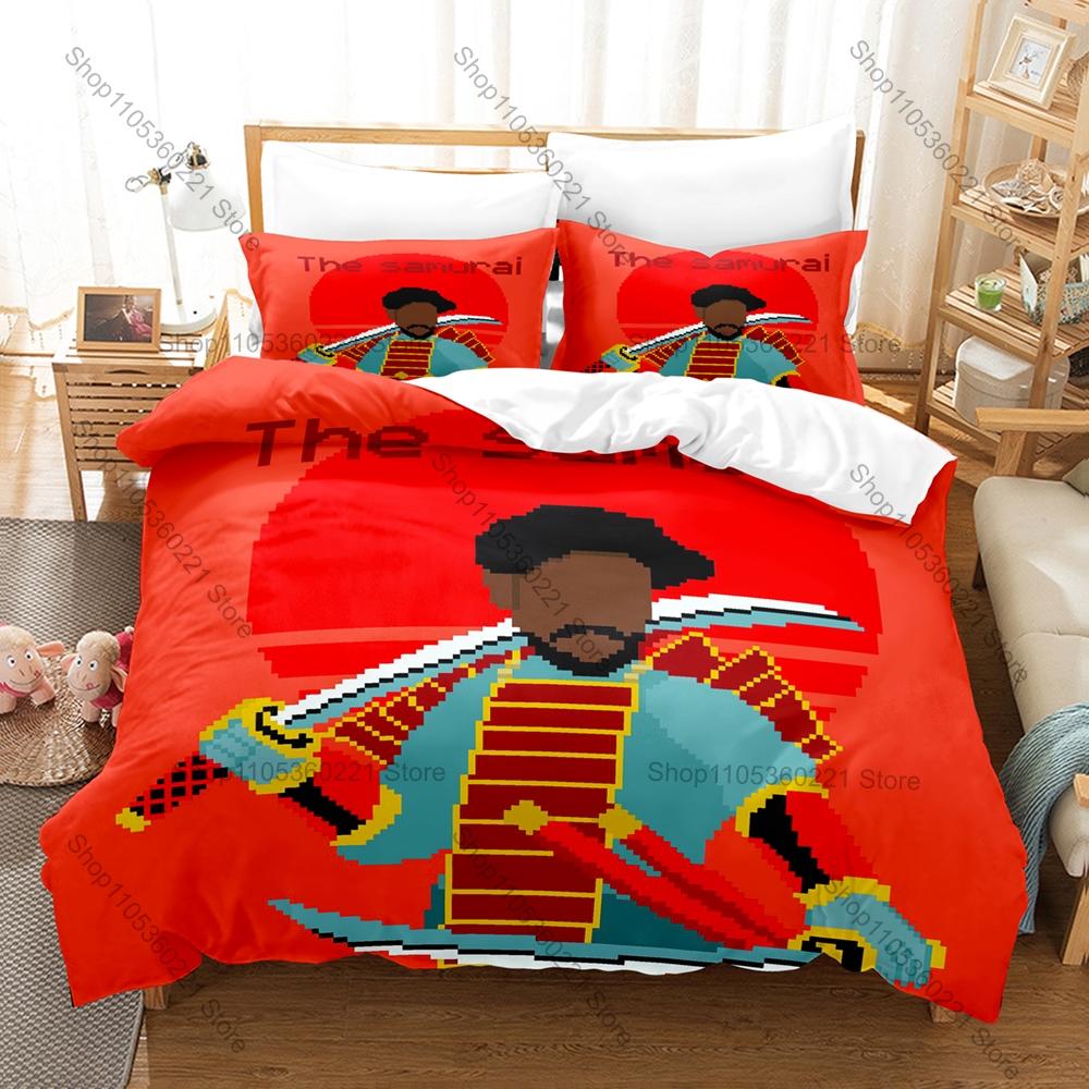 C-CoryxKenshin 3D Print Bedding Set Includes Duvet Cover + 2 Pillowcases Horror Game Samurai Community Bedroom Decor For Fans